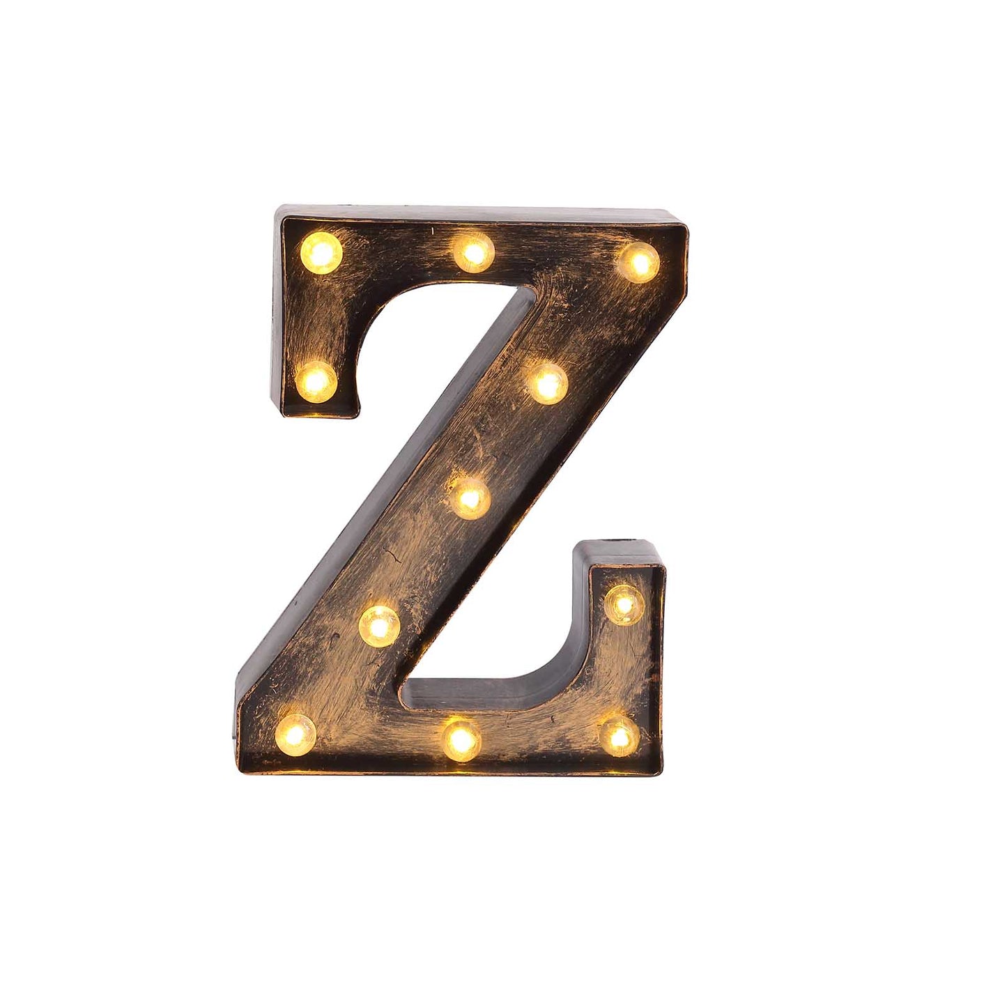 Antique Black Industrial Style LED Marquee Alphabet Letter Sign "Z", 9" Vintage Style Light Up Letter