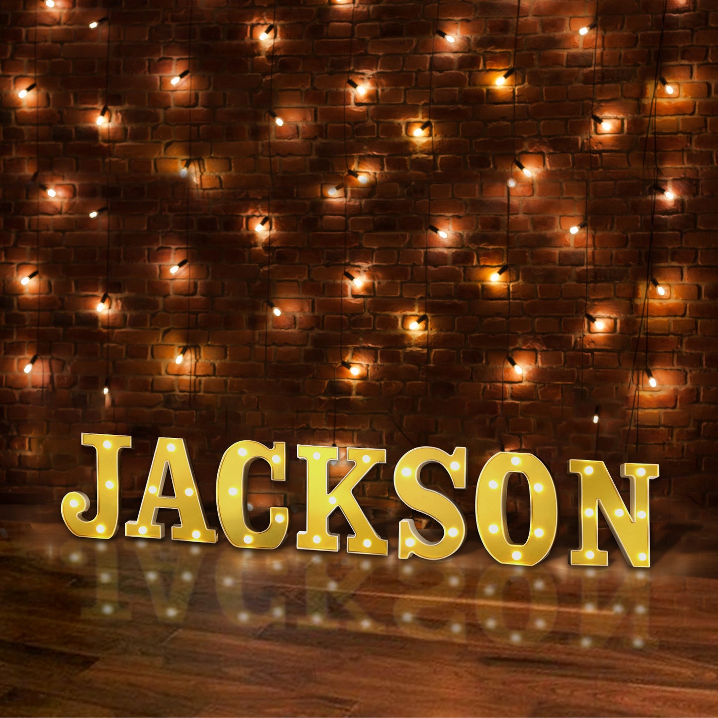 6" Gold 3D Marquee Letters - Warm White 4 LED Light Up Letters - J