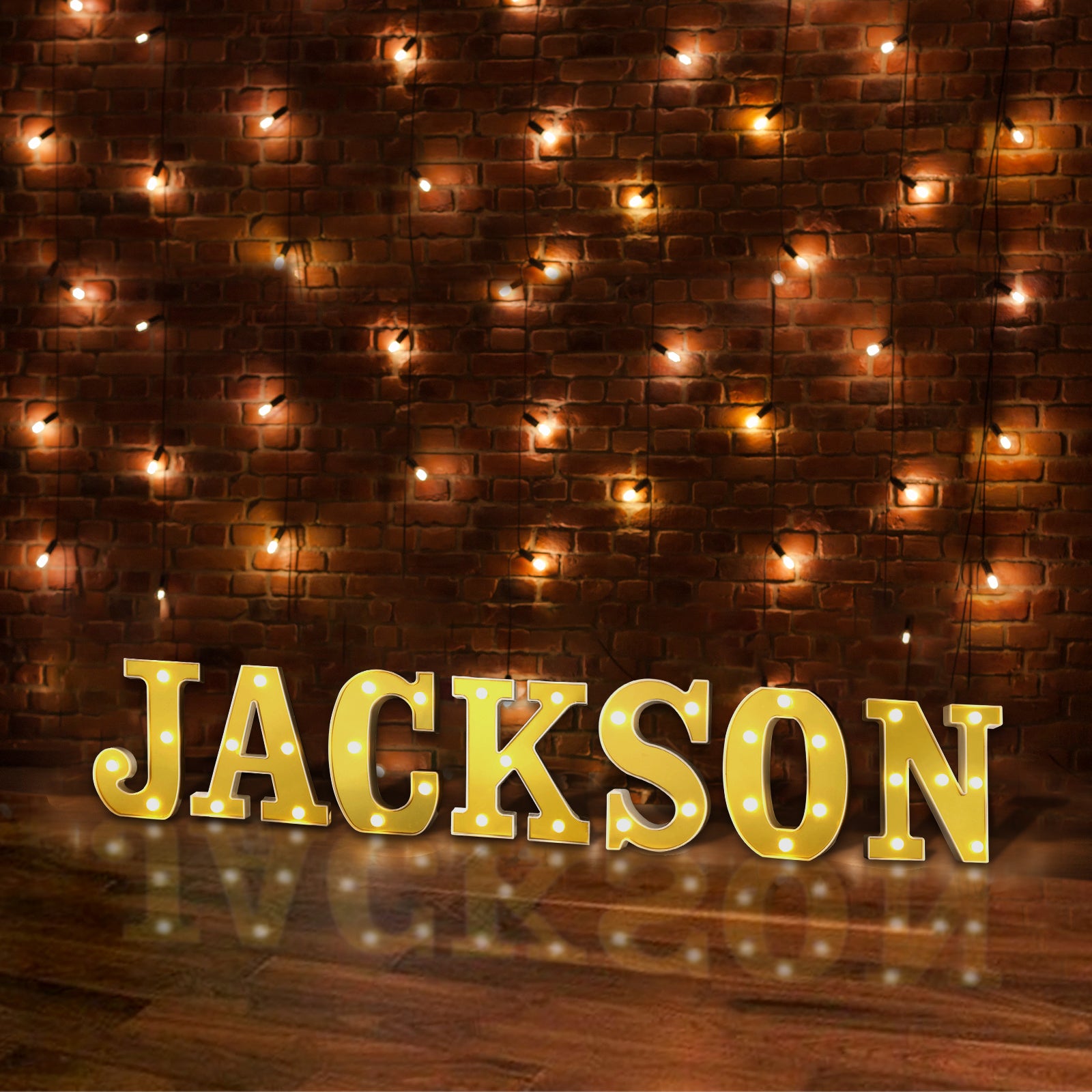 6" Gold 3D Marquee Letters - Warm White 4 LED Light Up Letters - J