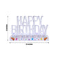 Clear acrylic multicolor flashing LED Happy Birthday cake topper, 5"x3".