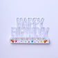 Clear acrylic multicolor flashing LED Happy Birthday cake topper.