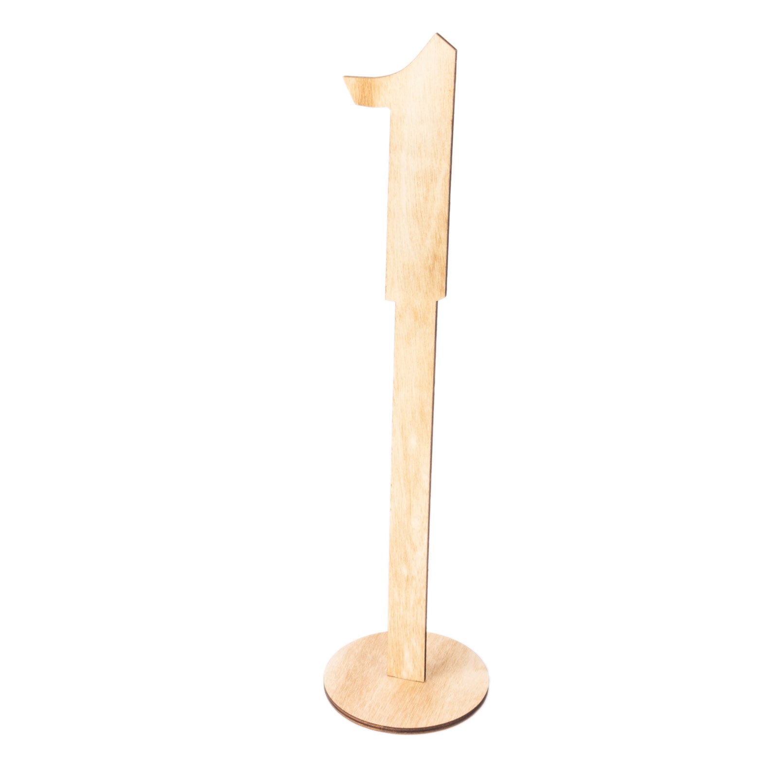 Natural wooden wedding table number sign, 11" tall, rustic style.