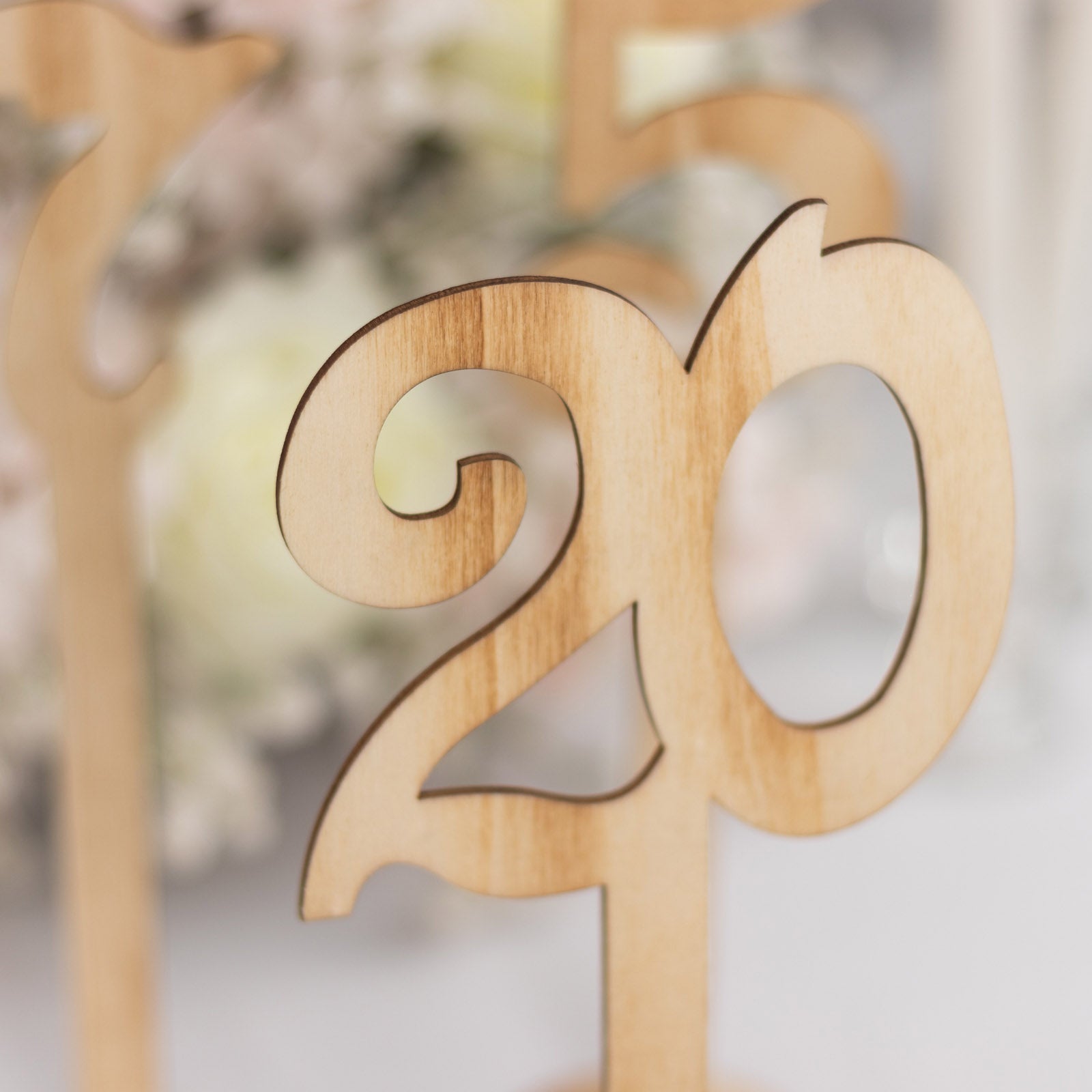 Natural wooden table numbers set for weddings, 11" tall rustic signs.