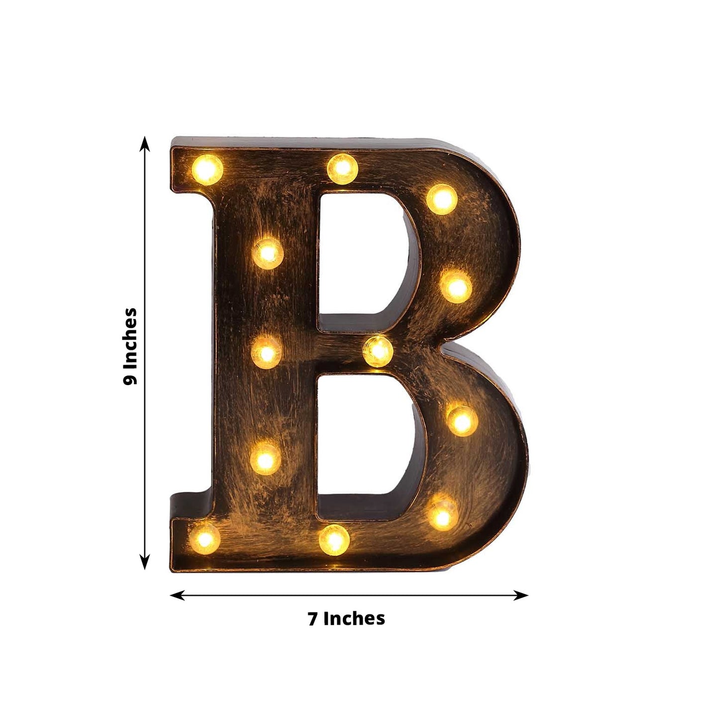 Antique Black Industrial Style LED Marquee Alphabet Letter Sign "B", 9" Vintage Style Light Up Letter