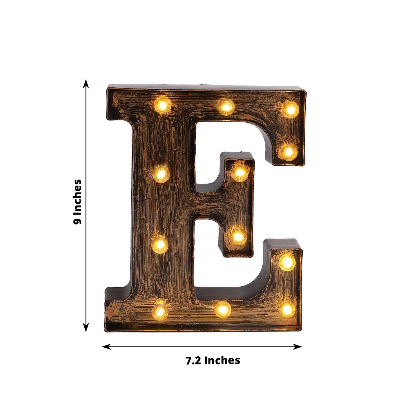 Antique Black Industrial Style LED Marquee Alphabet Letter Sign "E", 9" Vintage Style Light Up Letter