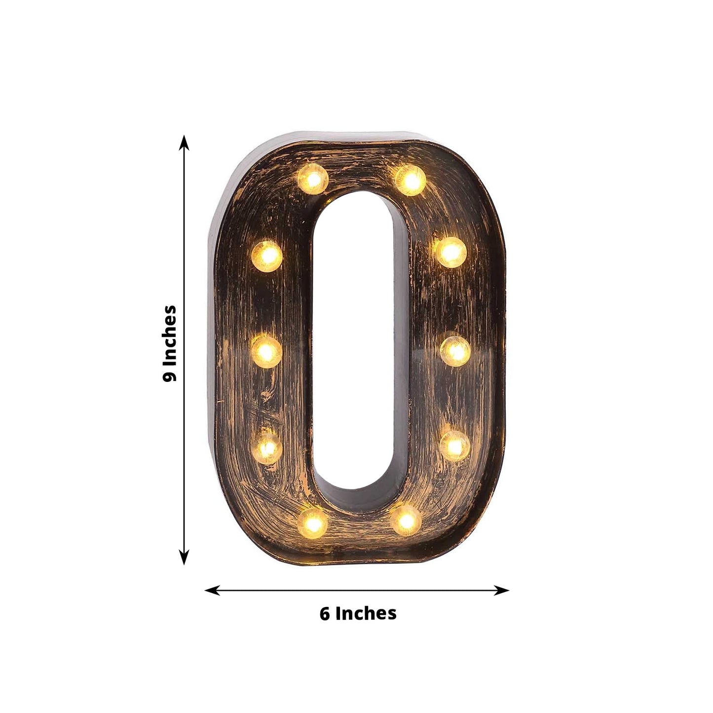 Antique Black Industrial Style LED Marquee Alphabet Letter Sign "O", 9" Vintage Style Light Up Letter