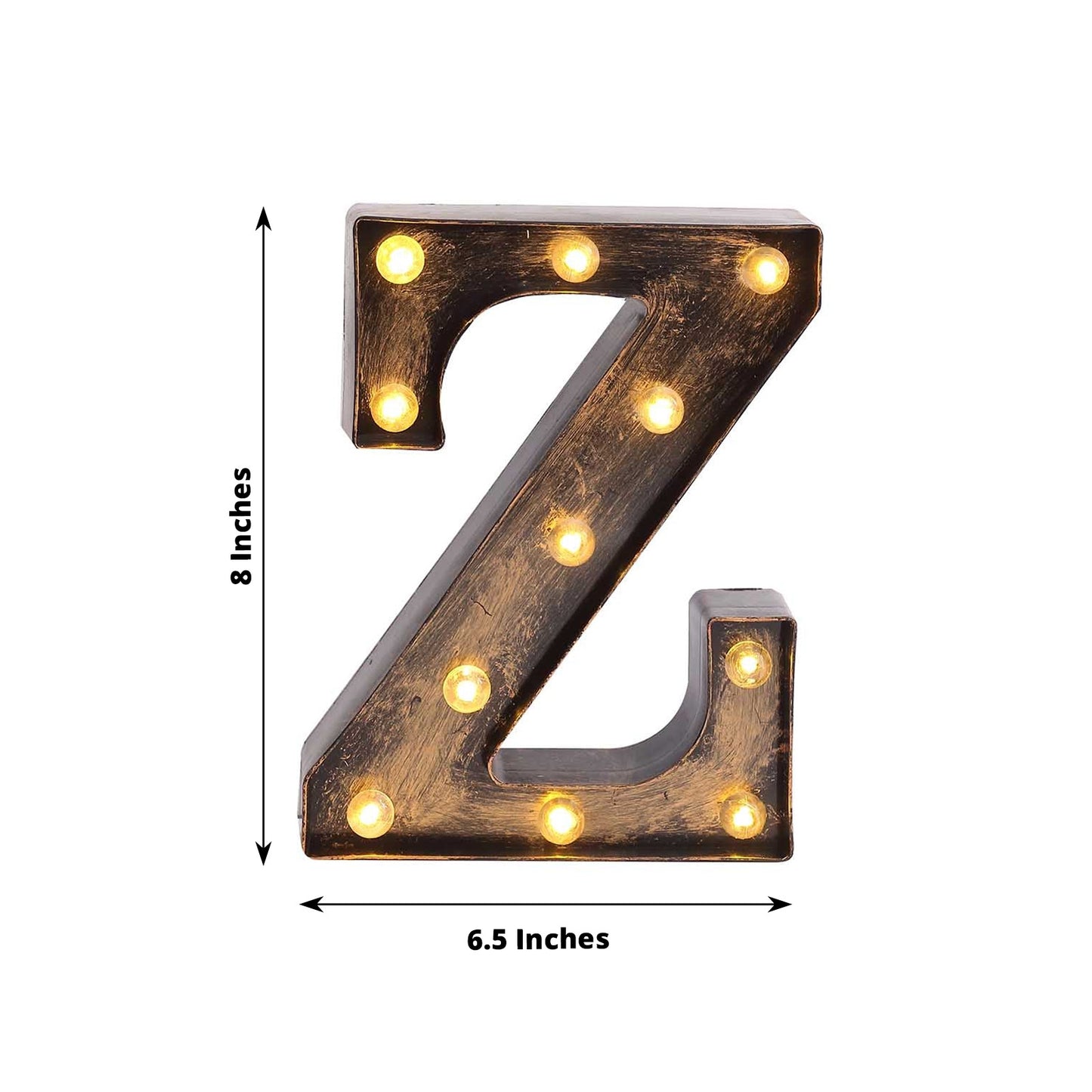 Antique Black Industrial Style LED Marquee Alphabet Letter Sign "Z", 9" Vintage Style Light Up Letter