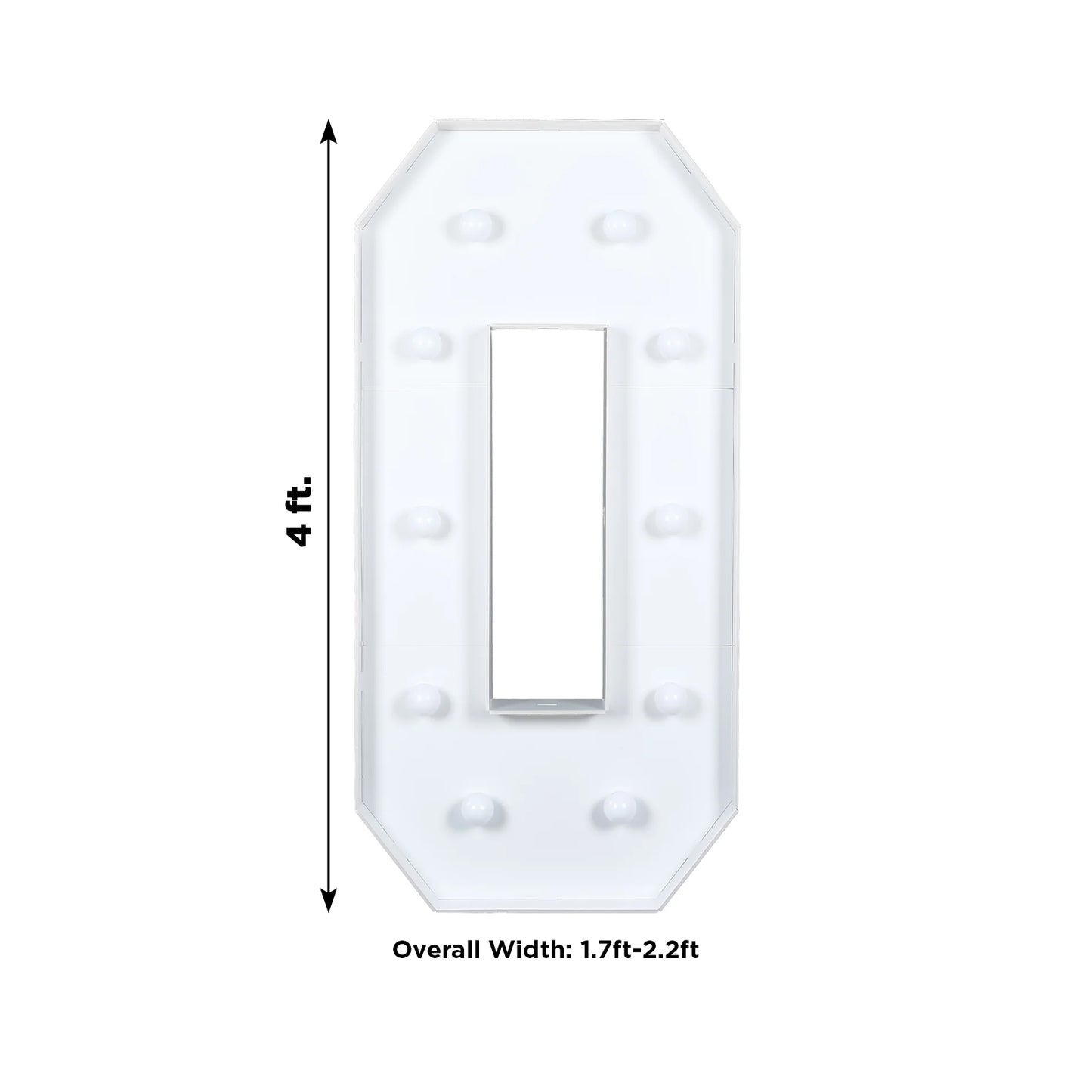 Giant LED Marquee Light Up Number "0", White 4ft Pre-Cut Foam Board with 10 Warm White Battery Operated LEDs, Glue Gun and Sticks