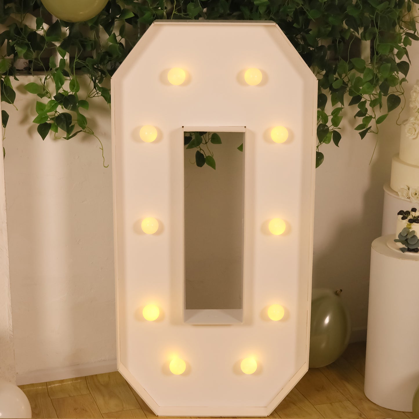 Giant LED Marquee Light Up Number "0", White 4ft Pre-Cut Foam Board with 10 Warm White Battery Operated LEDs, Glue Gun and Sticks