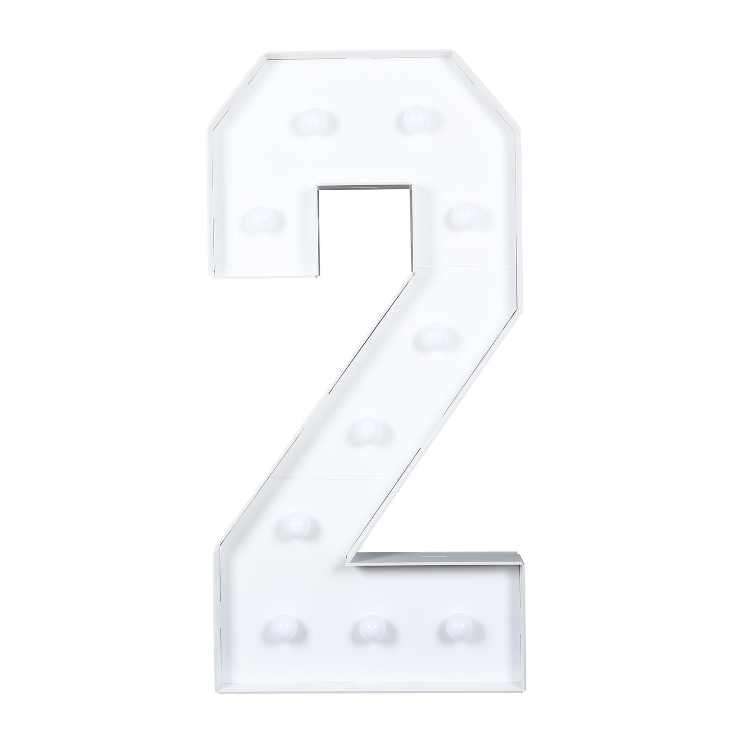 Giant LED Marquee Light Up Number "2", White 4ft Pre-Cut Foam Board with 10 Warm White Battery Operated LEDs, Glue Gun and Sticks