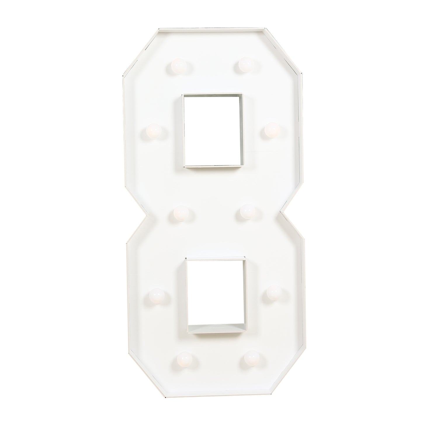 Giant LED Marquee Light Up Number "8", White 4ft Pre-Cut Foam Board with 10 Warm White Battery Operated LEDs, Glue Gun and Sticks