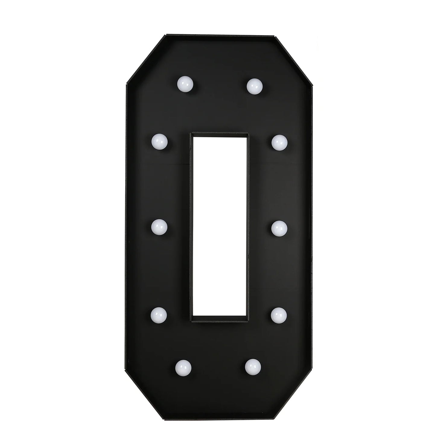 Giant LED Marquee Light Up Number "0", Black 4ft Pre-Cut Foam Board with 10 Warm White Battery Operated LEDs, Glue Gun and Sticks