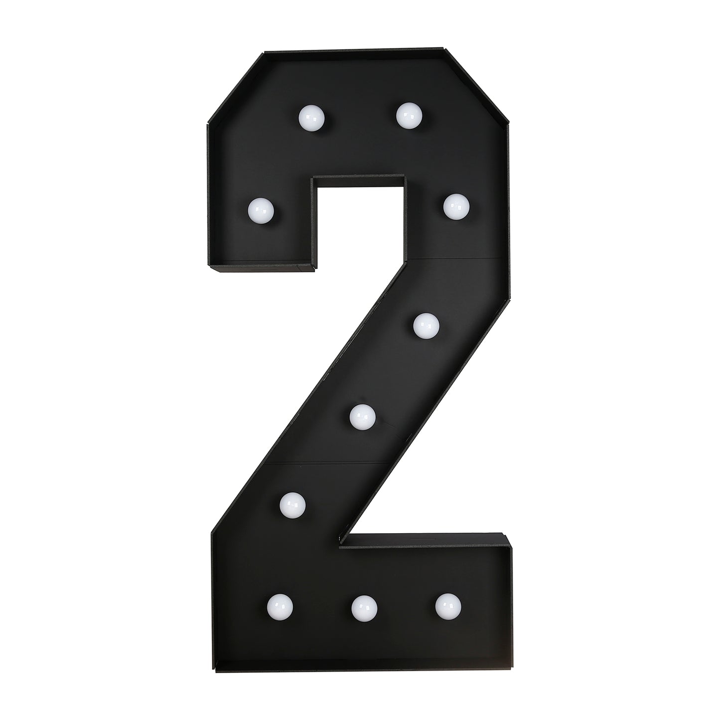 Giant LED Marquee Light Up Number "2", Black 4ft Pre-Cut Foam Board with 10 Warm White Battery Operated LEDs, Glue Gun and Sticks