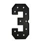 Giant LED Marquee Light Up Number "3", Black 4ft Pre-Cut Foam Board with 10 Warm White Battery Operated LEDs, Glue Gun and Sticks