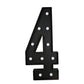 Giant LED Marquee Light Up Number "4", Black 4ft Pre-Cut Foam Board with 10 Warm White Battery Operated LEDs, Glue Gun and Sticks