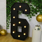 Giant LED Marquee Light Up Number "6", Black 4ft Pre-Cut Foam Board with 10 Warm White Battery Operated LEDs, Glue Gun and Sticks