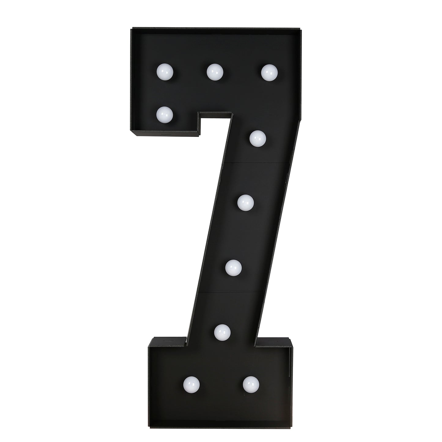 Giant LED Marquee Light Up Number "7", Black 4ft Pre-Cut Foam Board with 10 Warm White Battery Operated LEDs, Glue Gun and Sticks