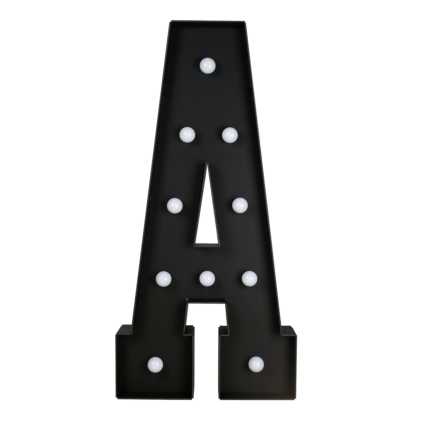 Giant LED Marquee Light Up Letter "A", Black 4ft Pre-Cut Foam Board with 10 Warm White Battery Operated LEDs, Glue Gun and Sticks