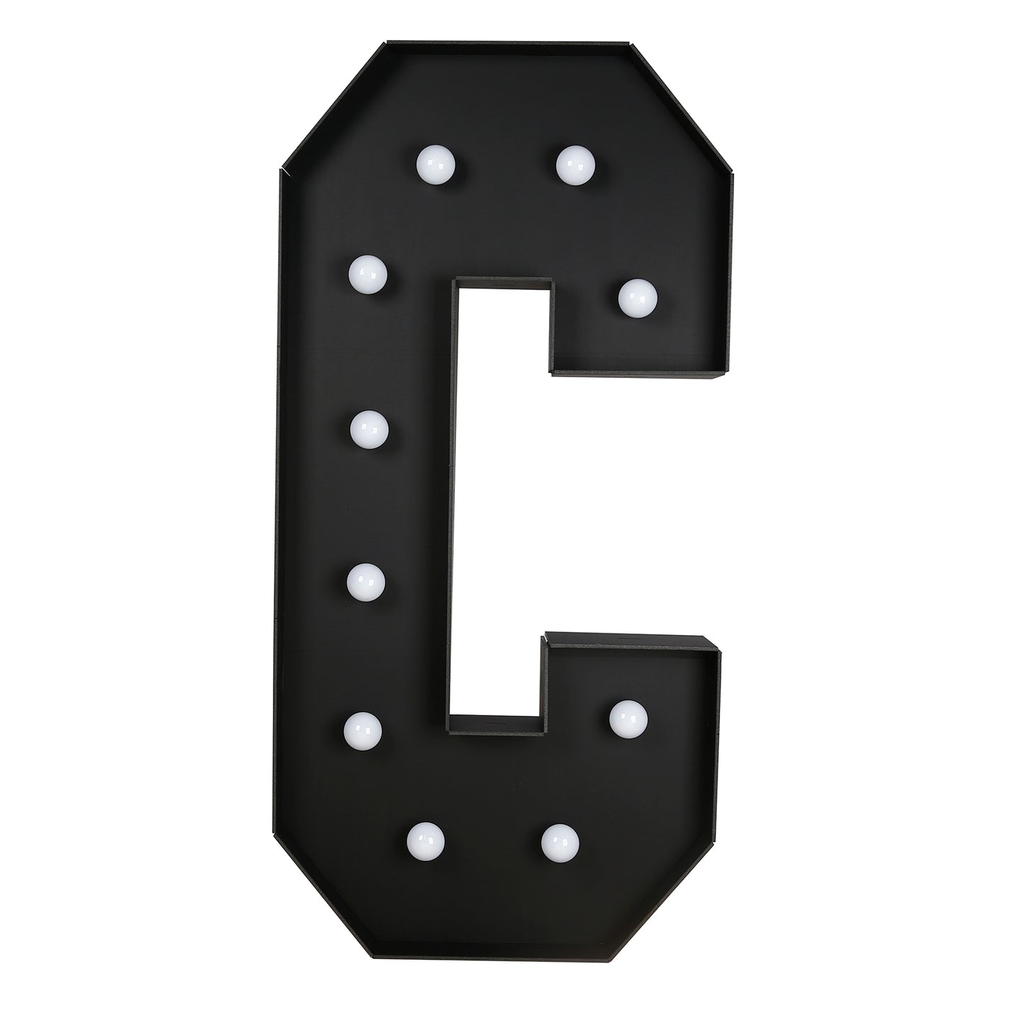 Giant LED Marquee Light Up Letter "C", Black 4ft Pre-Cut Foam Board with 10 Warm White Battery Operated LEDs, Glue Gun and Sticks