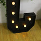 Giant LED Marquee Light Up Letter "C", Black 4ft Pre-Cut Foam Board with 10 Warm White Battery Operated LEDs, Glue Gun and Sticks