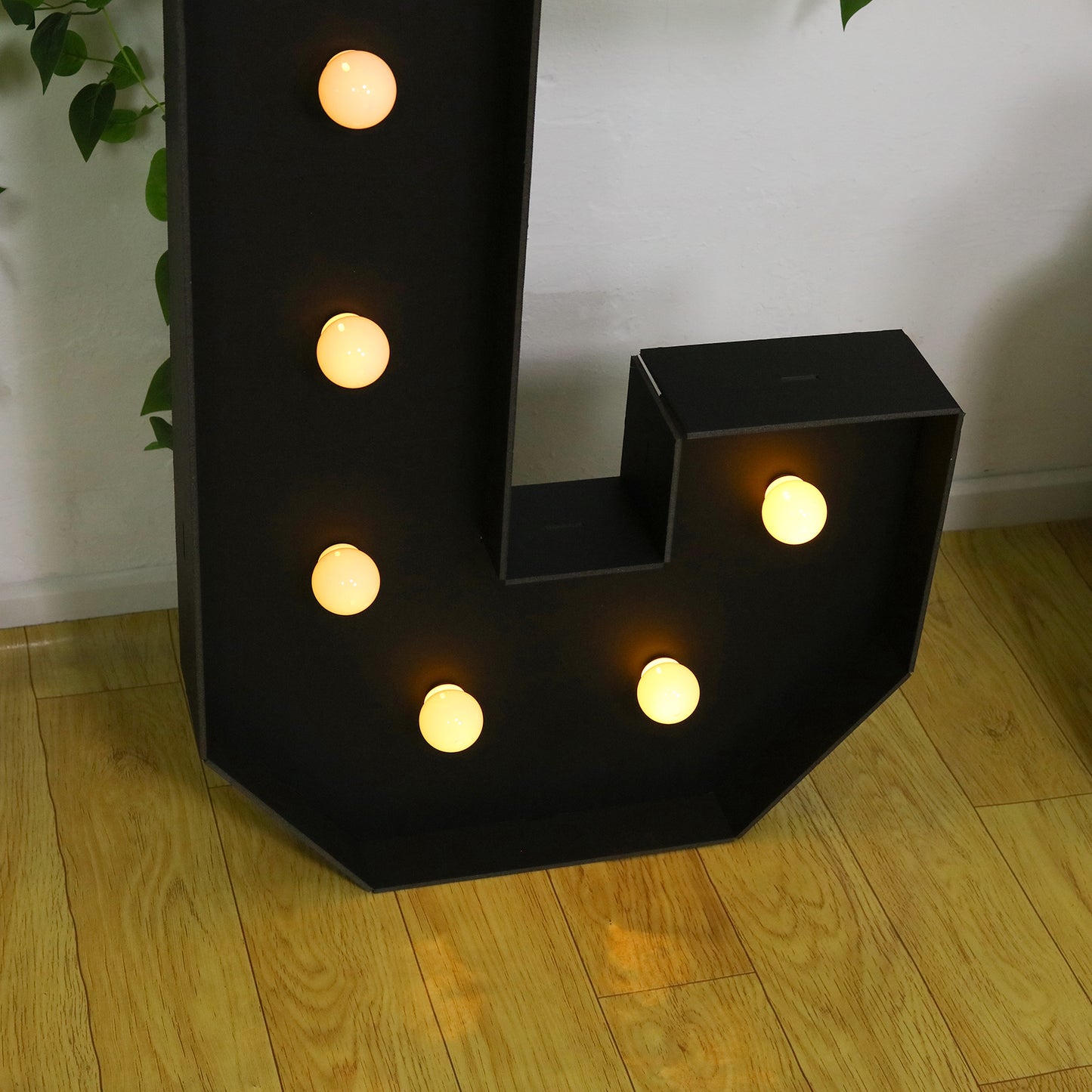 Giant LED Marquee Light Up Letter "C", Black 4ft Pre-Cut Foam Board with 10 Warm White Battery Operated LEDs, Glue Gun and Sticks