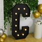 Giant LED Marquee Light Up Letter "C", Black 4ft Pre-Cut Foam Board with 10 Warm White Battery Operated LEDs, Glue Gun and Sticks
