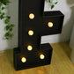 Giant LED Marquee Light Up Letter "F", Black 4ft Pre-Cut Foam Board with 10 Warm White Battery Operated LEDs, Glue Gun and Sticks