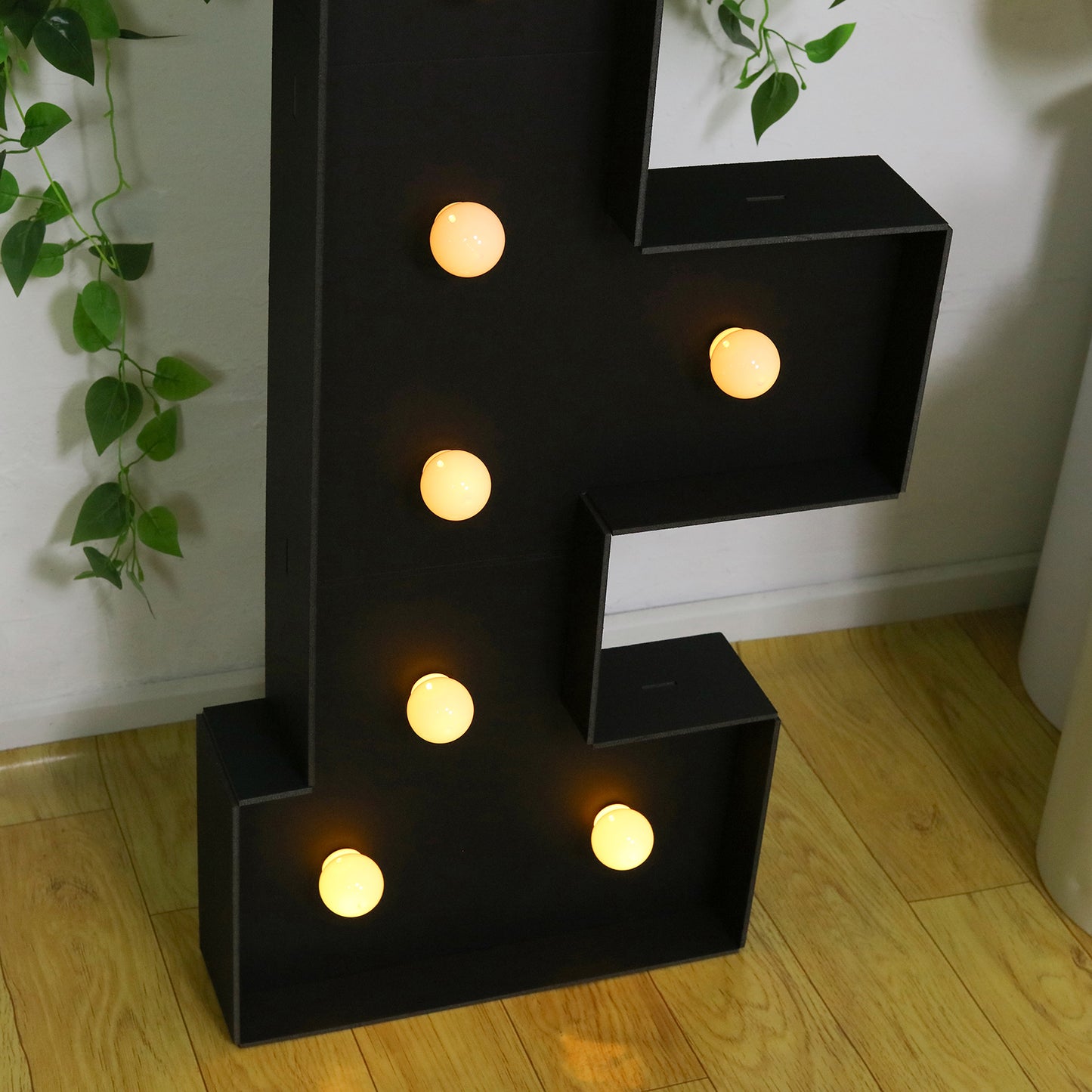 Giant LED Marquee Light Up Letter "F", Black 4ft Pre-Cut Foam Board with 10 Warm White Battery Operated LEDs, Glue Gun and Sticks