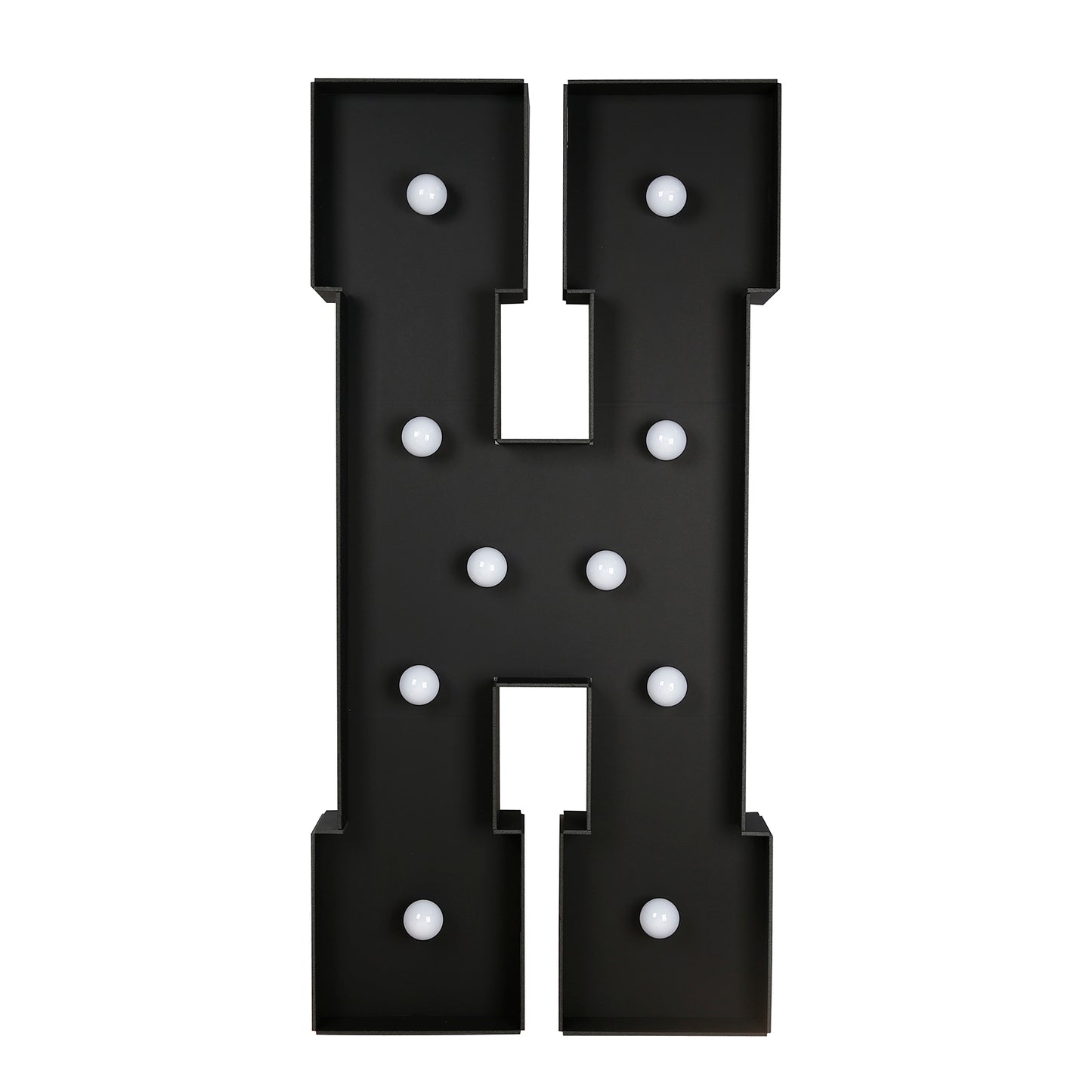 Giant LED Marquee Light Up Letter "H", Black 4ft Pre-Cut Foam Board with 10 Warm White Battery Operated LEDs, Glue Gun and Sticks