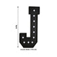 Giant LED Marquee Light Up Letter "J", Black 4ft Pre-Cut Foam Board with 10 Warm White Battery Operated LEDs, Glue Gun and Sticks