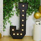 Giant LED Marquee Light Up Letter "J", Black 4ft Pre-Cut Foam Board with 10 Warm White Battery Operated LEDs, Glue Gun and Sticks