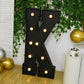 Giant LED Marquee Light Up Letter "K", Black 4ft Pre-Cut Foam Board with 10 Warm White Battery Operated LEDs, Glue Gun and Sticks