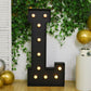 Giant LED Marquee Light Up Letter "L", Black 4ft Pre-Cut Foam Board with 10 Warm White Battery Operated LEDs, Glue Gun and Sticks