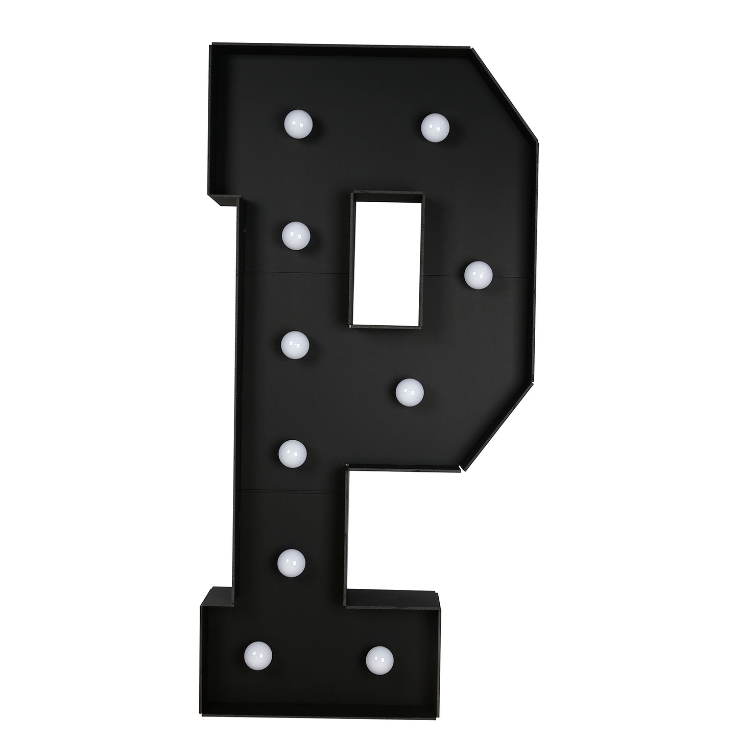 Giant LED Marquee Light Up Letter "P", Black 4ft Pre-Cut Foam Board with 10 Warm White Battery Operated LEDs, Glue Gun and Sticks