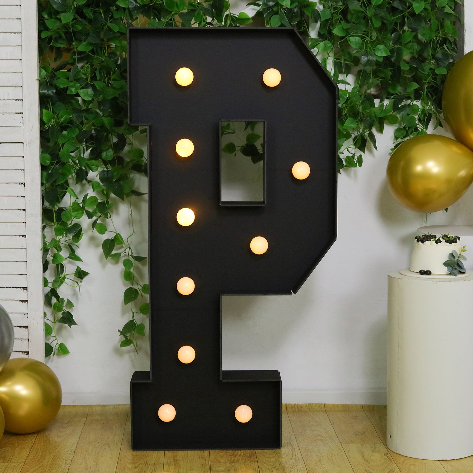Giant LED Marquee Light Up Letter, Black 4ft Pre-Cut Foam Board with 10 Warm White Battery Operated LEDs