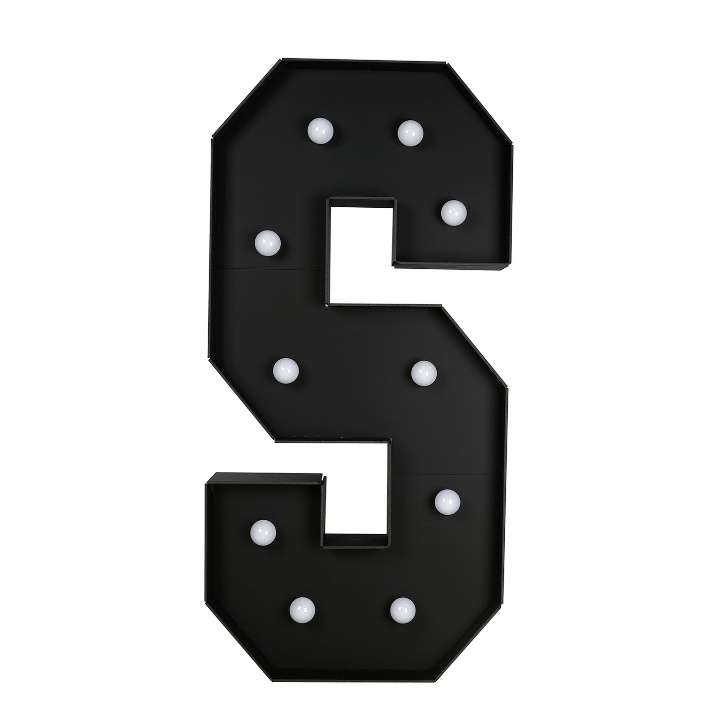 Giant LED Marquee Light Up Letter "S", Black 4ft Pre-Cut Foam Board with 10 Warm White Battery Operated LEDs, Glue Gun and Sticks