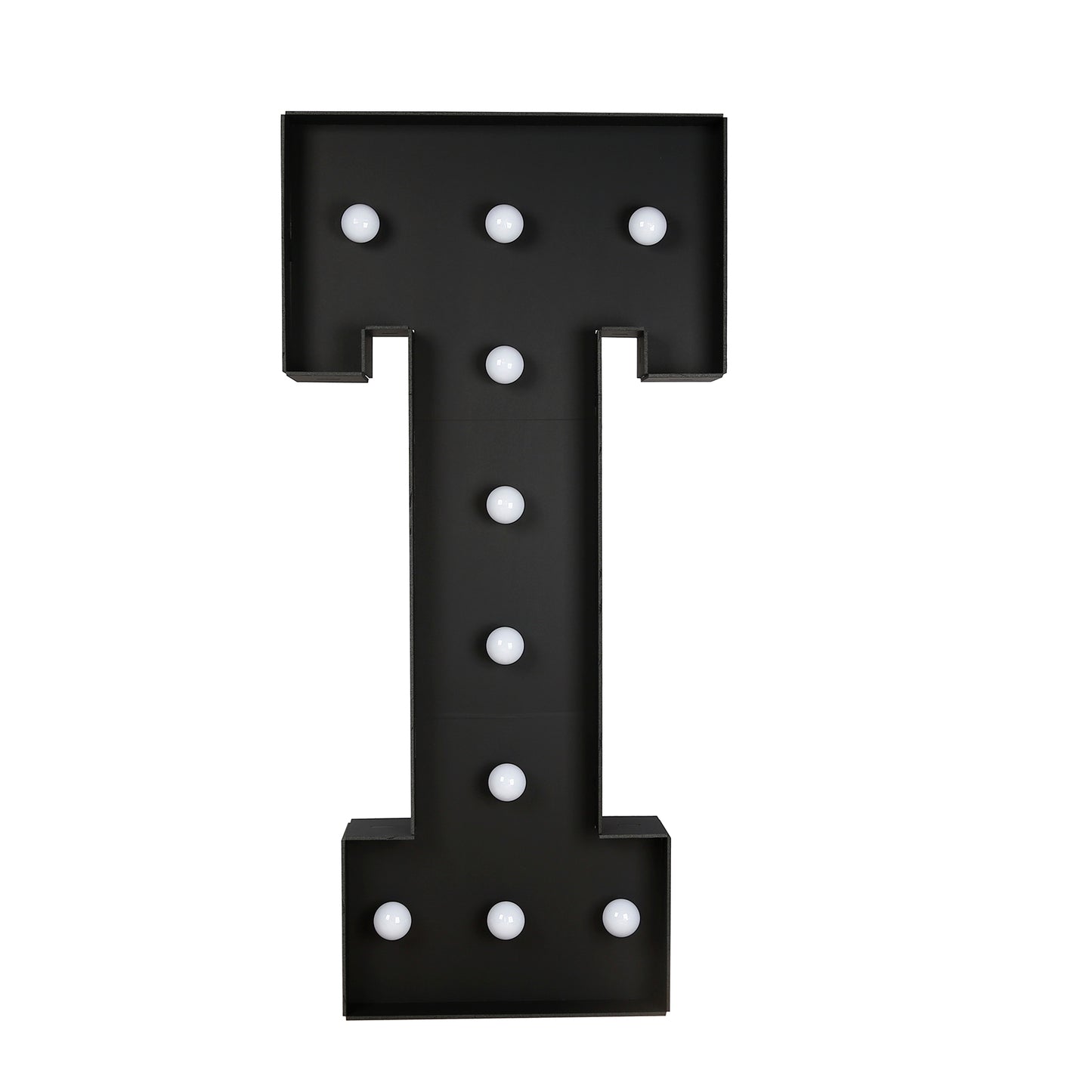Giant LED Marquee Light Up Letter "T", Black 4ft Pre-Cut Foam Board with 10 Warm White Battery Operated LEDs, Glue Gun and Sticks