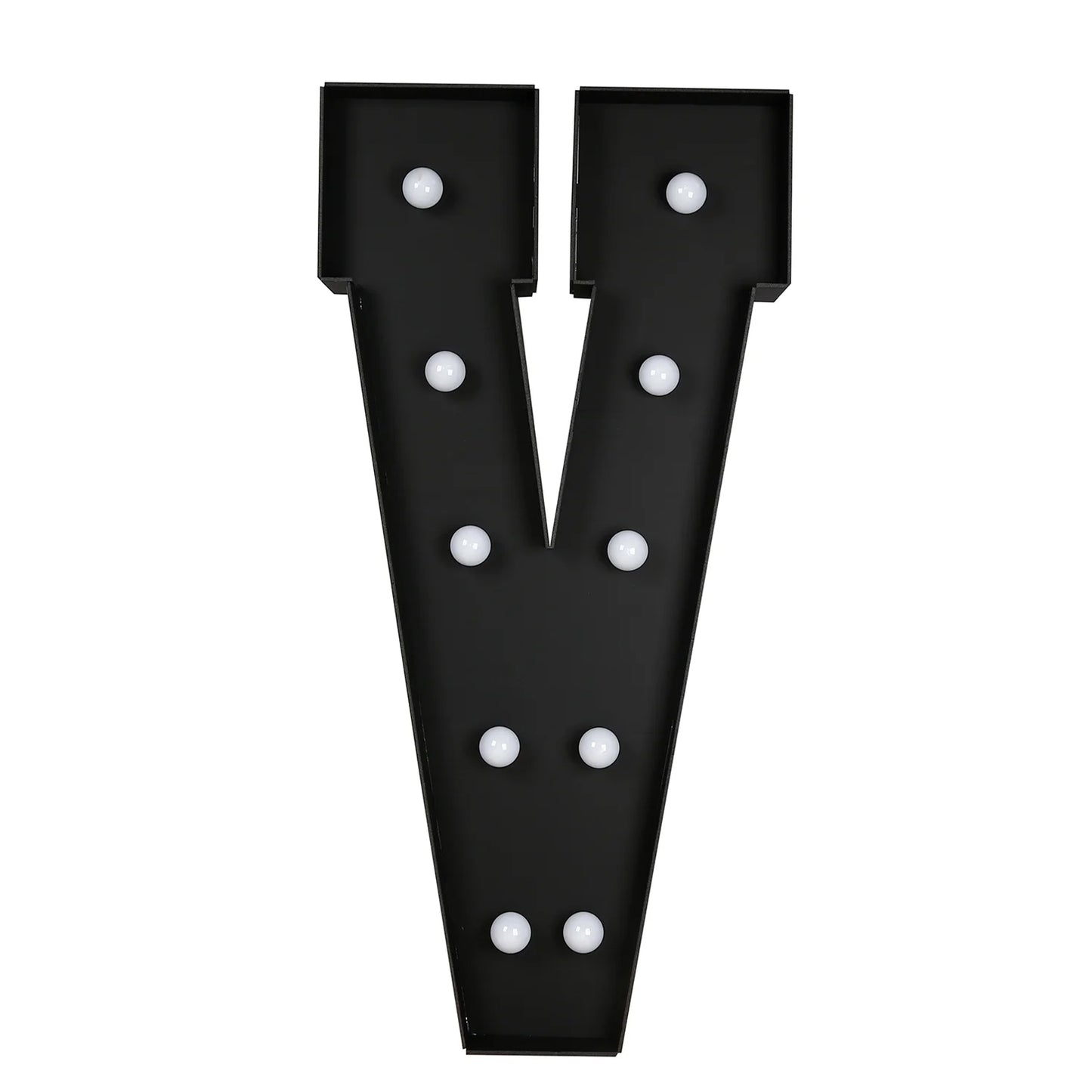 Giant LED Marquee Light Up Letter "V", Black 4ft Pre-Cut Foam Board with 10 Warm White Battery Operated LEDs, Glue Gun and Sticks