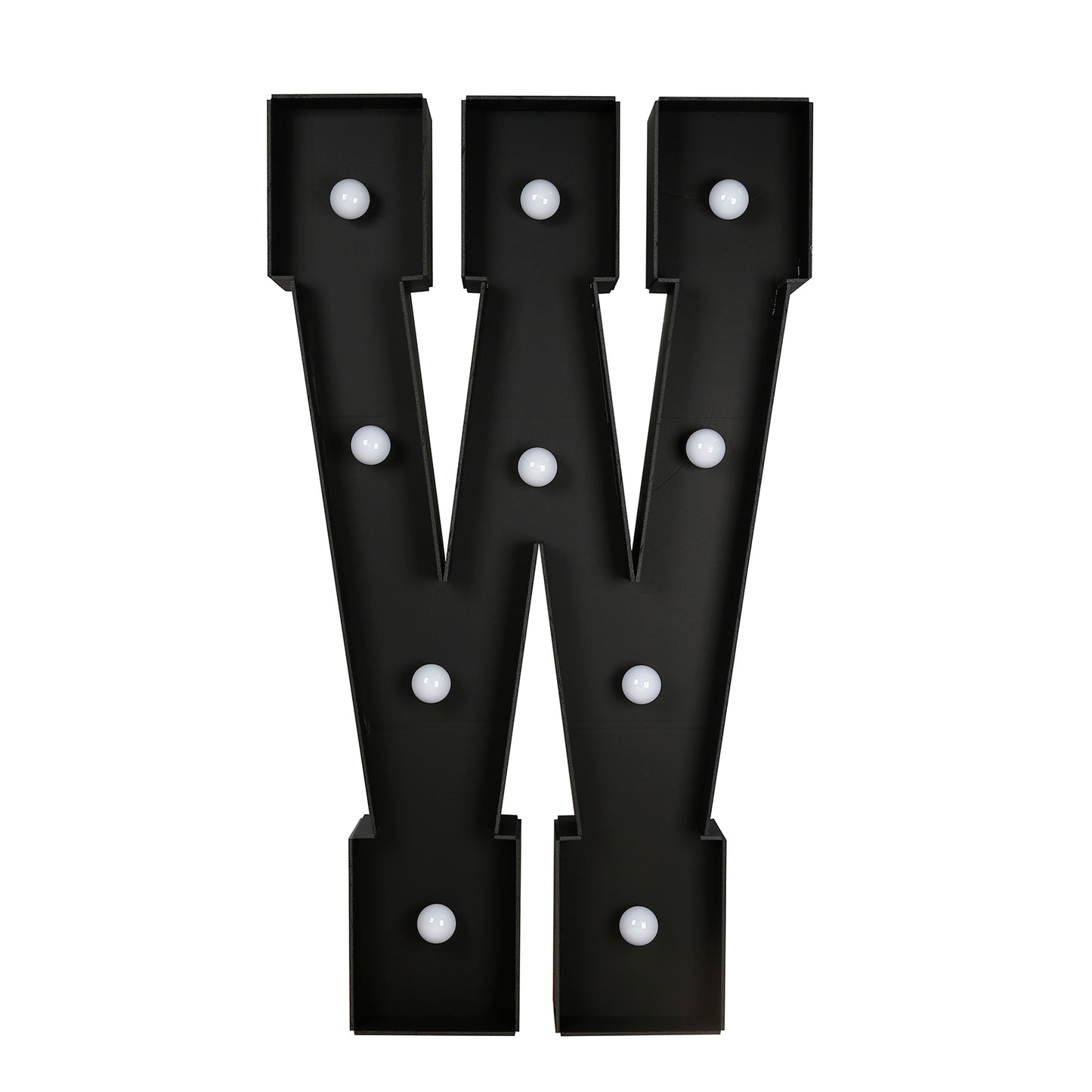 Giant LED Marquee Light Up Letter "W", Black 4ft Pre-Cut Foam Board with 10 Warm White Battery Operated LEDs, Glue Gun and Sticks