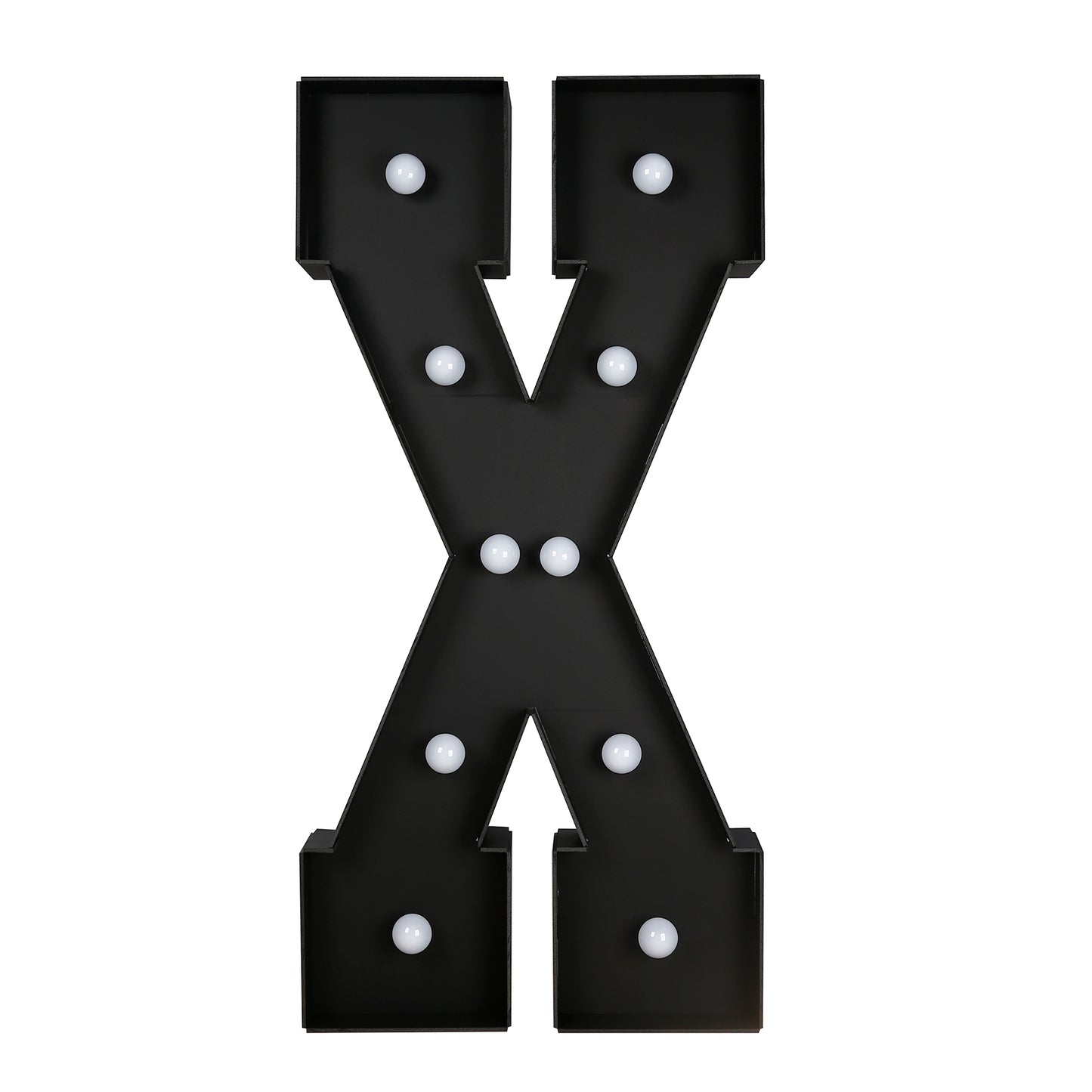 Giant LED Marquee Light Up Letter "X", Black 4ft Pre-Cut Foam Board with 10 Warm White Battery Operated LEDs, Glue Gun and Sticks