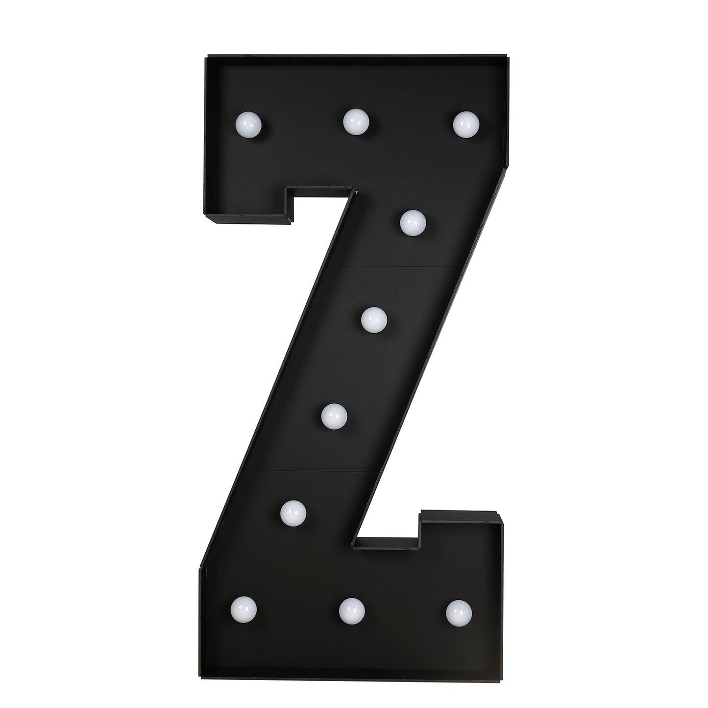 Giant LED Marquee Light Up Letter "Z", Black 4ft Pre-Cut Foam Board with 10 Warm White Battery Operated LEDs, Glue Gun and Sticks