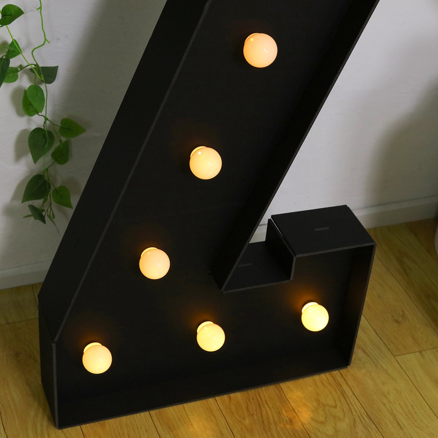 Giant LED Marquee Light Up Letter "Z", Black 4ft Pre-Cut Foam Board with 10 Warm White Battery Operated LEDs, Glue Gun and Sticks