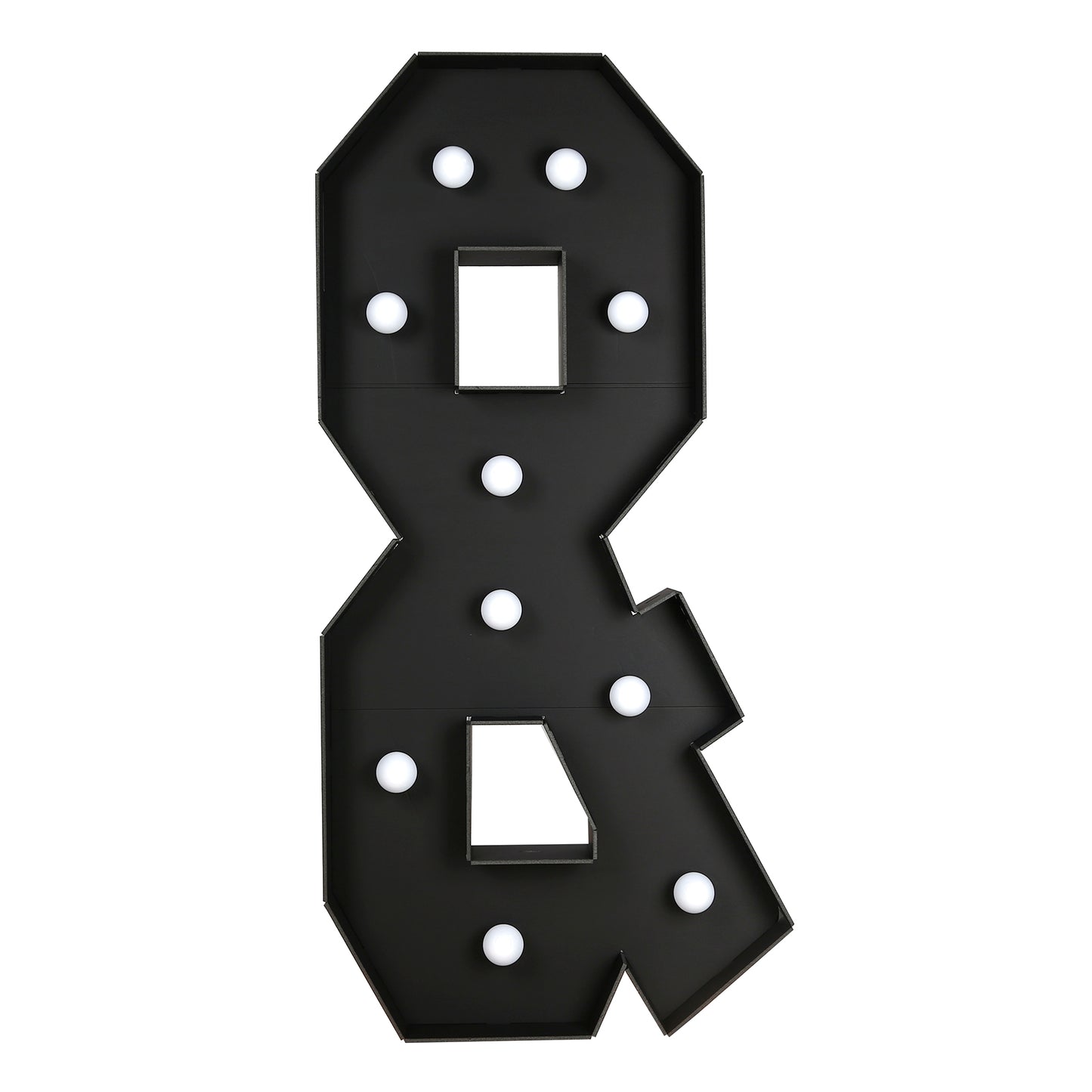Giant LED Marquee Light Up Symbol "&", Black 4ft Pre-Cut Foam Board with 10 Warm White Battery Operated LEDs, Glue Gun and Sticks