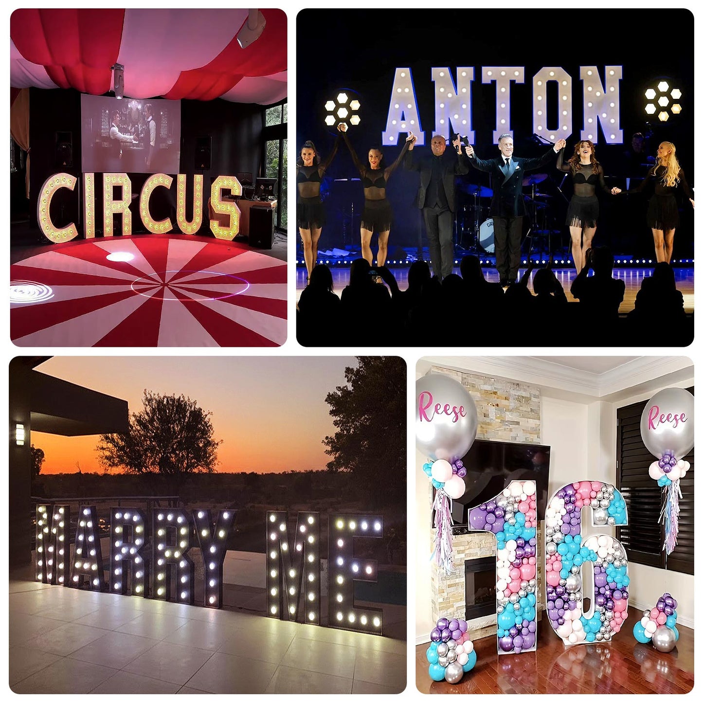 Giant LED Marquee Light Up Letter "G", Gold 4ft Pre-Cut Foam Board with 10 Warm White Battery Operated LEDs, Glue Gun and Sticks