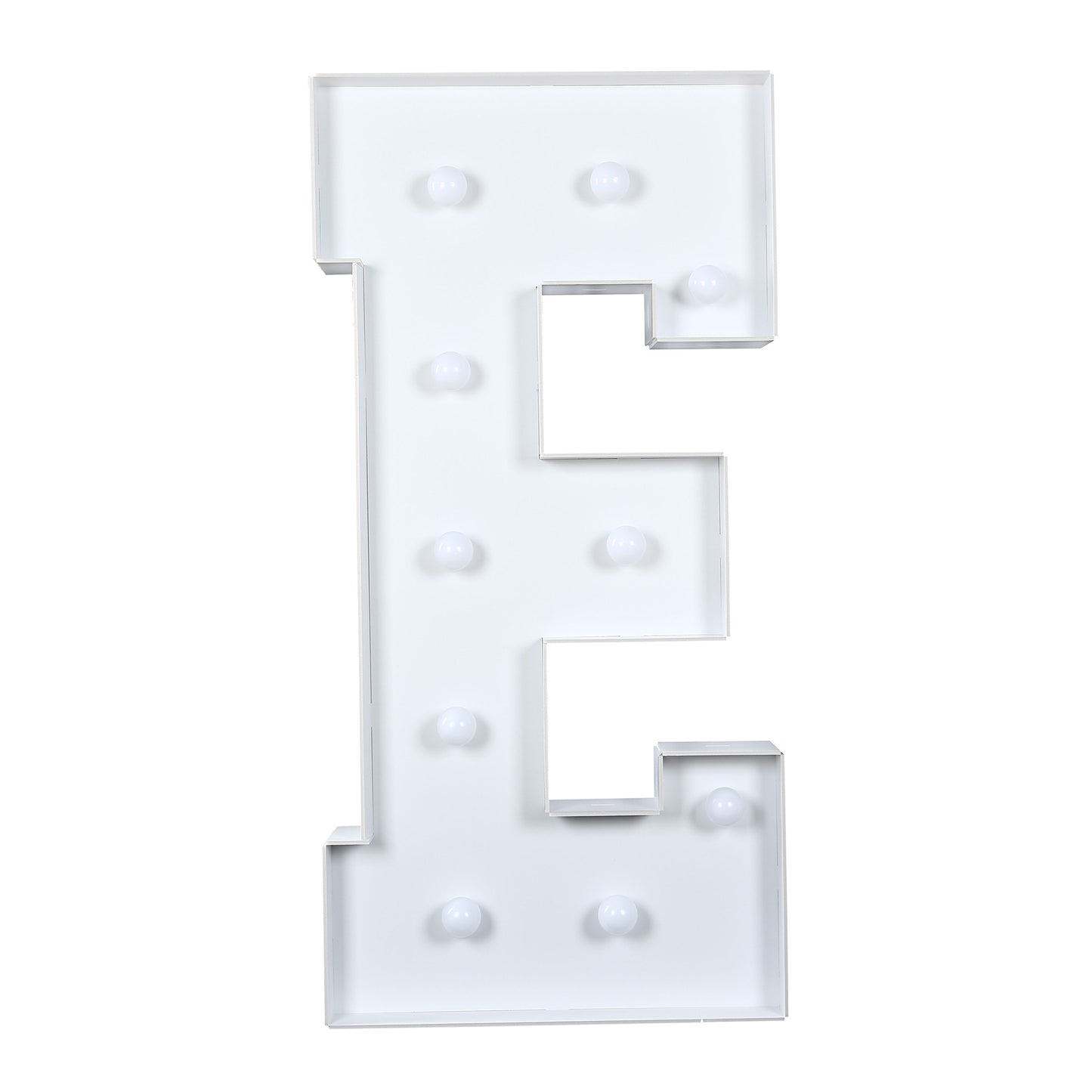 Giant LED Marquee Light Up Letter "E", White 4ft Pre-Cut Foam Board with 10 Warm White Battery Operated LEDs, Glue Gun and Sticks
