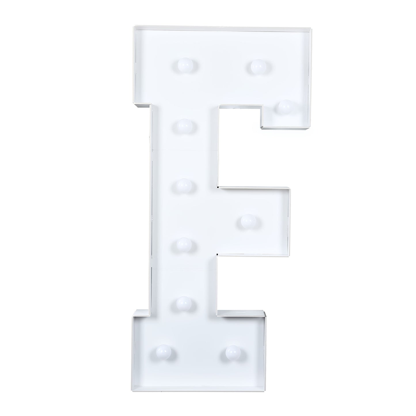Giant LED Marquee Light Up Letter "F", White 4ft Pre-Cut Foam Board with 10 Warm White Battery Operated LEDs, Glue Gun and Sticks