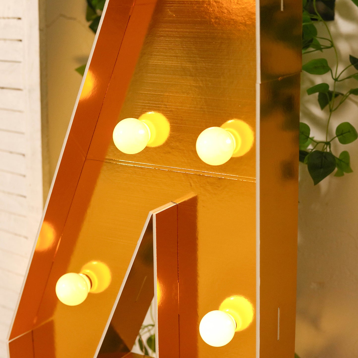 Giant LED Marquee Light Up Number "4", Gold 4ft Pre-Cut Foam Board with 10 Warm White Battery Operated LEDs, Glue Gun and Sticks