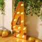 Giant LED Marquee Light Up Number "4", Gold 4ft Pre-Cut Foam Board with 10 Warm White Battery Operated LEDs, Glue Gun and Sticks
