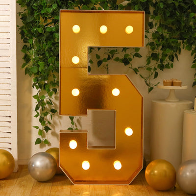 4ft Gold LED Marquee Number 5