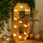 Giant LED Marquee Light Up Number "6", Gold 4ft Pre-Cut Foam Board with 10 Warm White Battery Operated LEDs, Glue Gun and Sticks